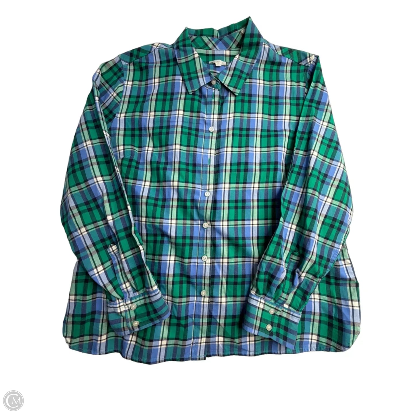 Top Long Sleeve By Talbots In Plaid Pattern, Size: Xl
