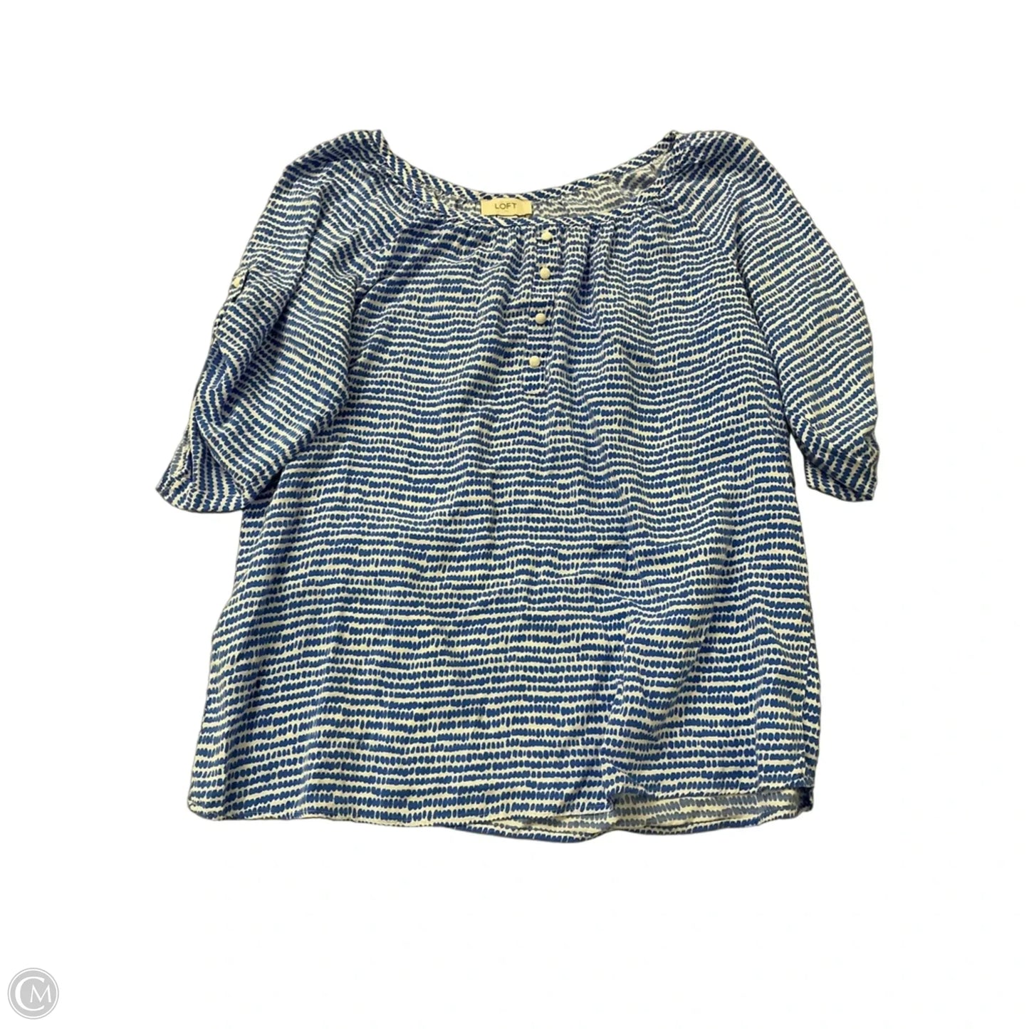 Top Short Sleeve By Loft In Blue & White, Size: M