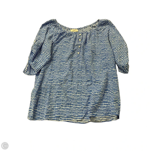 Top Short Sleeve By Loft In Blue & White, Size: M