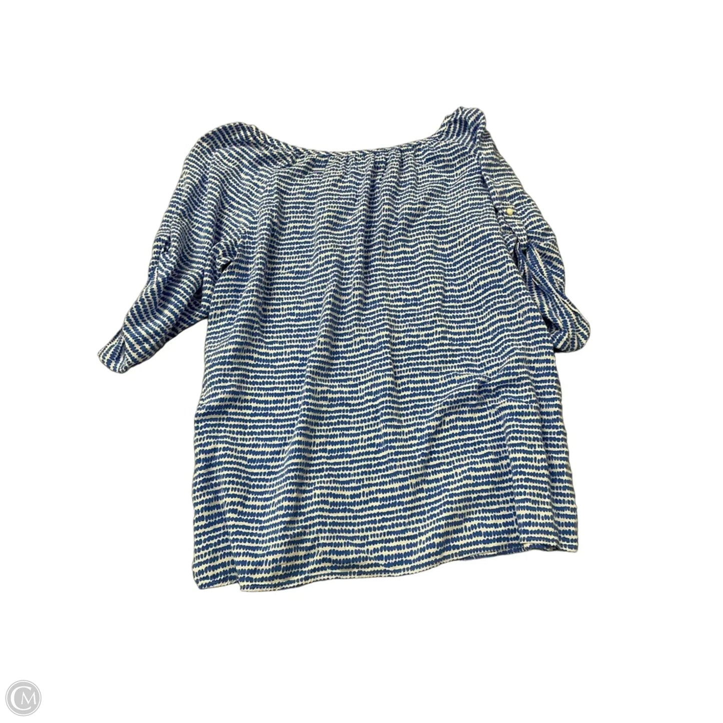 Top Short Sleeve By Loft In Blue & White, Size: M