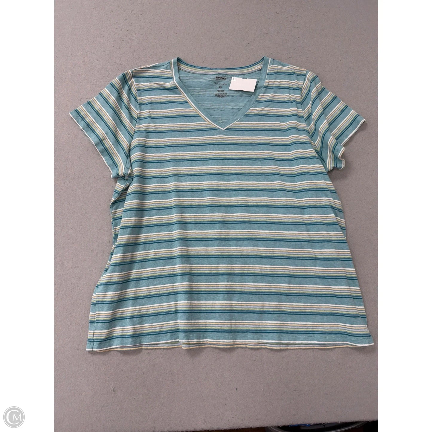 Top Short Sleeve Basic By Sonoma In Striped Pattern, Size: Xl