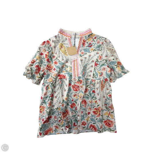 Top Short Sleeve By Clothes Mentor In Floral Print, Size: L