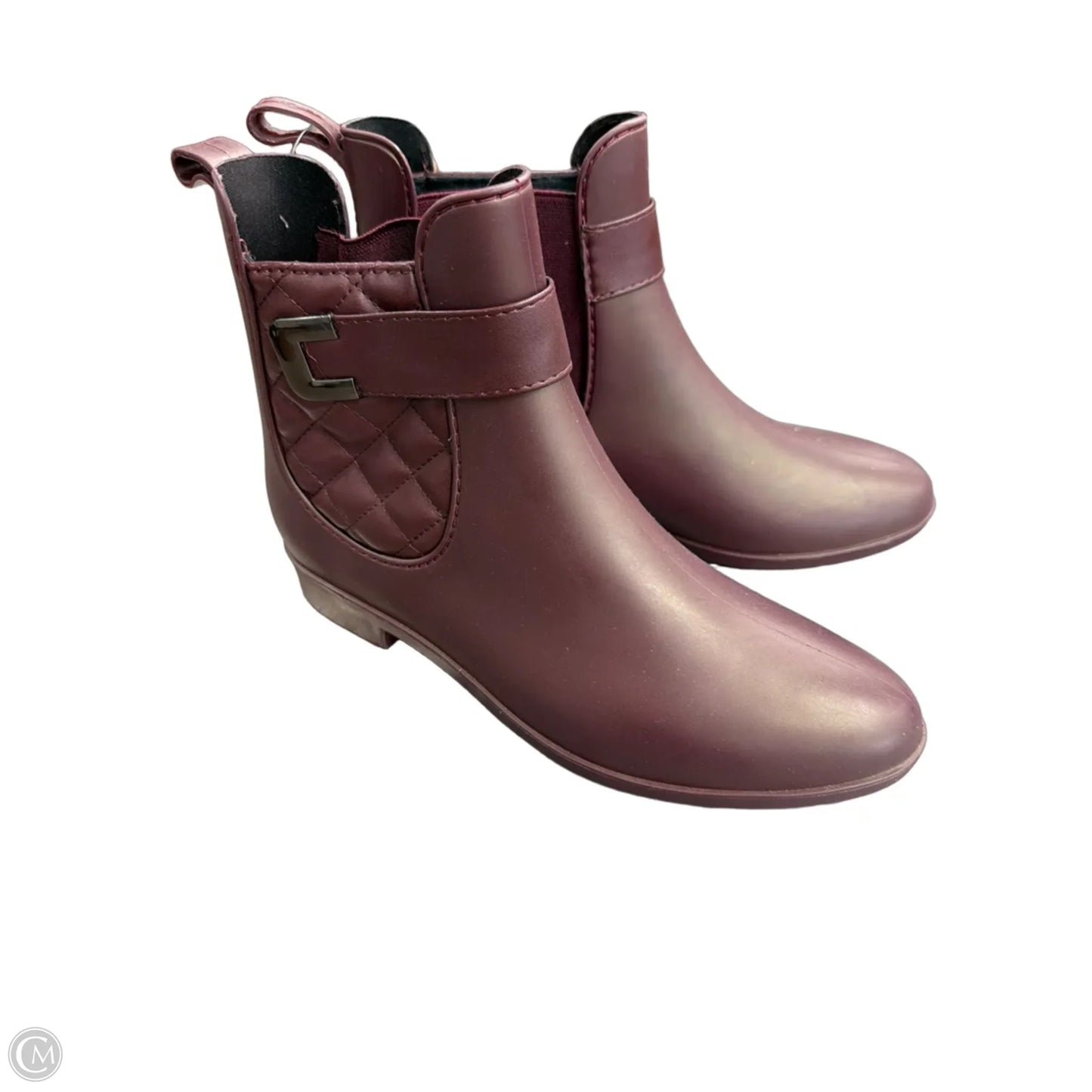 Boots Ankle Flats By Clothes Mentor In Maroon, Size: 7