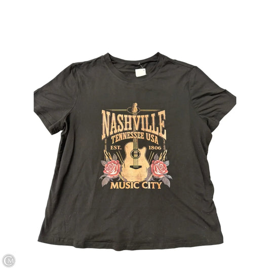 Top Short Sleeve By Clothes Mentor In Black, Size: L