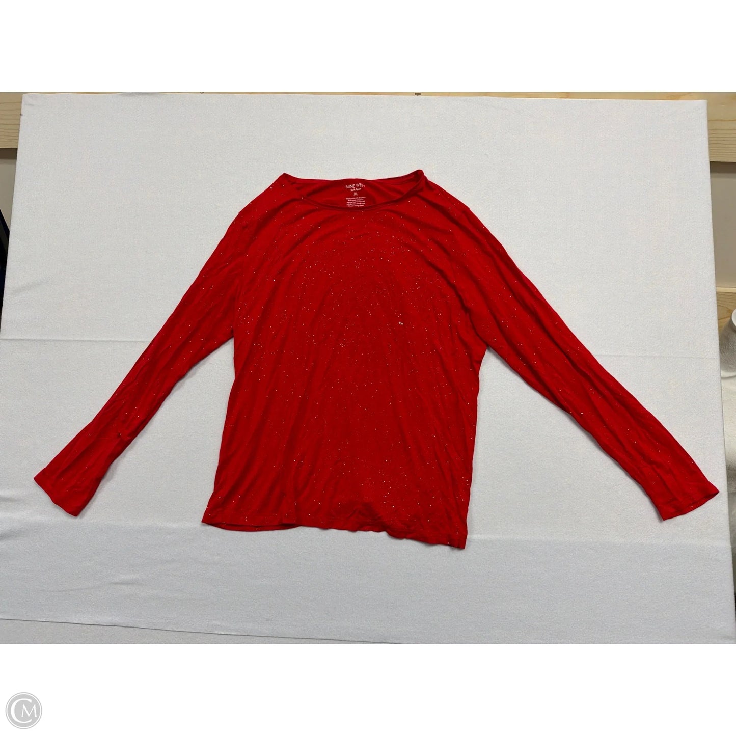Top Long Sleeve Basic By Nine West Apparel In Red & Silver, Size: Xl
