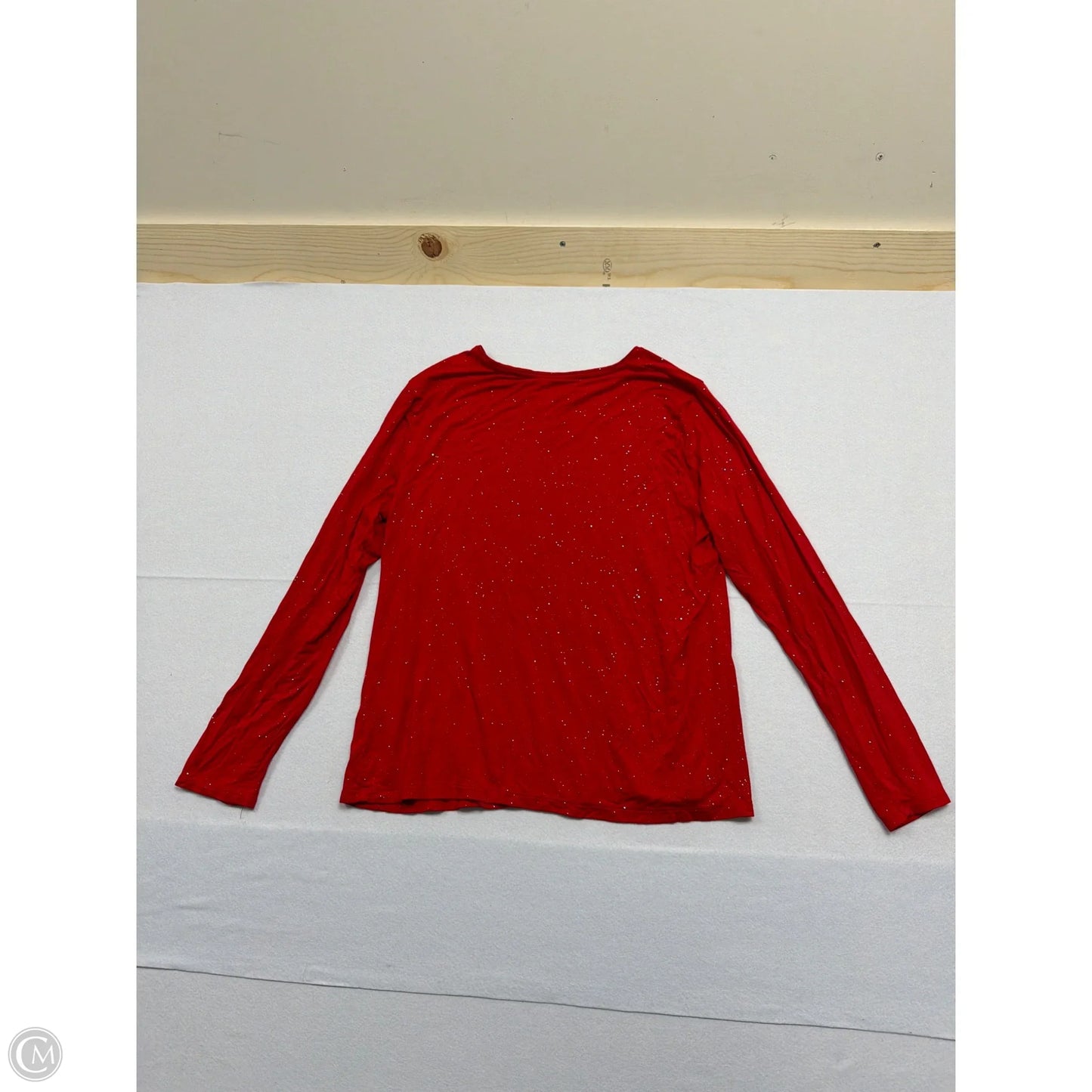 Top Long Sleeve Basic By Nine West Apparel In Red & Silver, Size: Xl