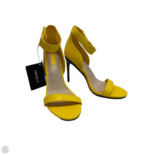 Sandals Heels Stiletto By Forever 21 In Yellow, Size: 8.5