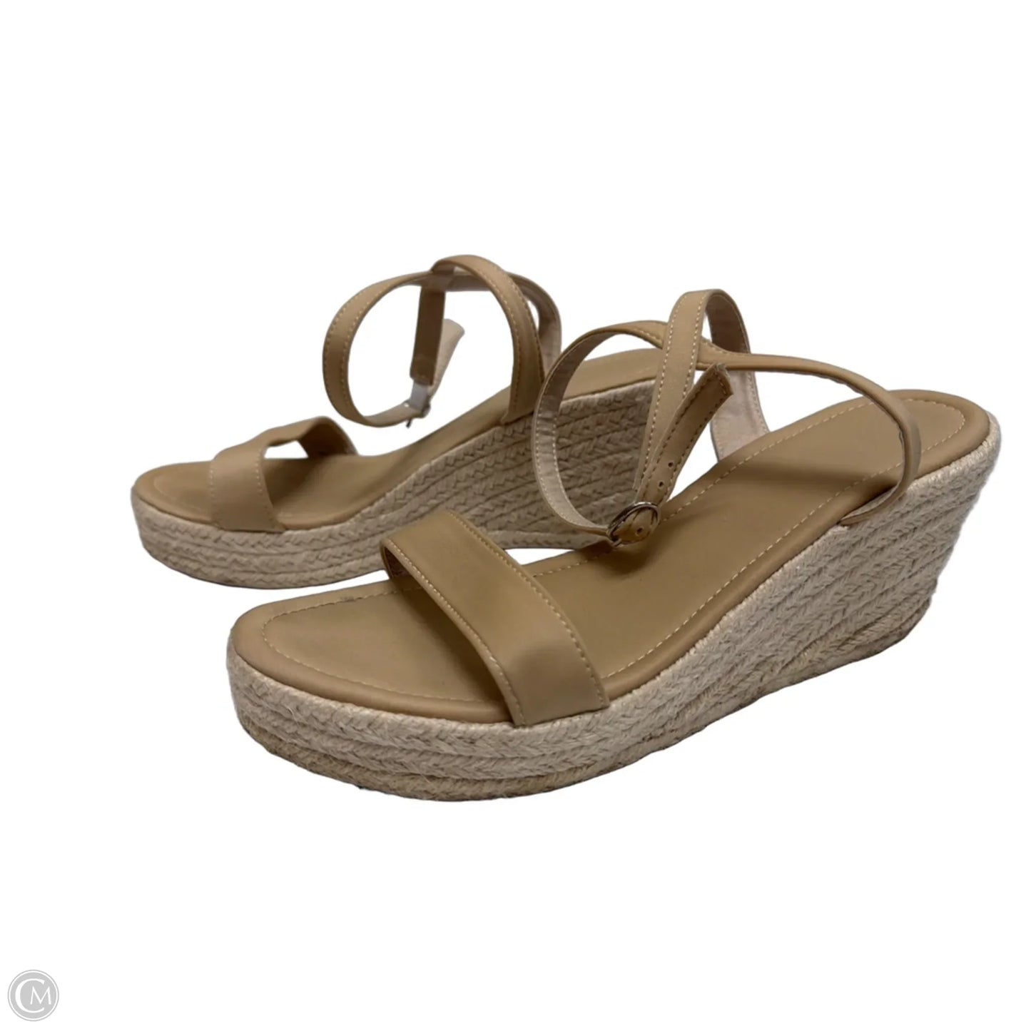 Sandals Heels Wedge By Clothes Mentor In Tan, Size: 9.5