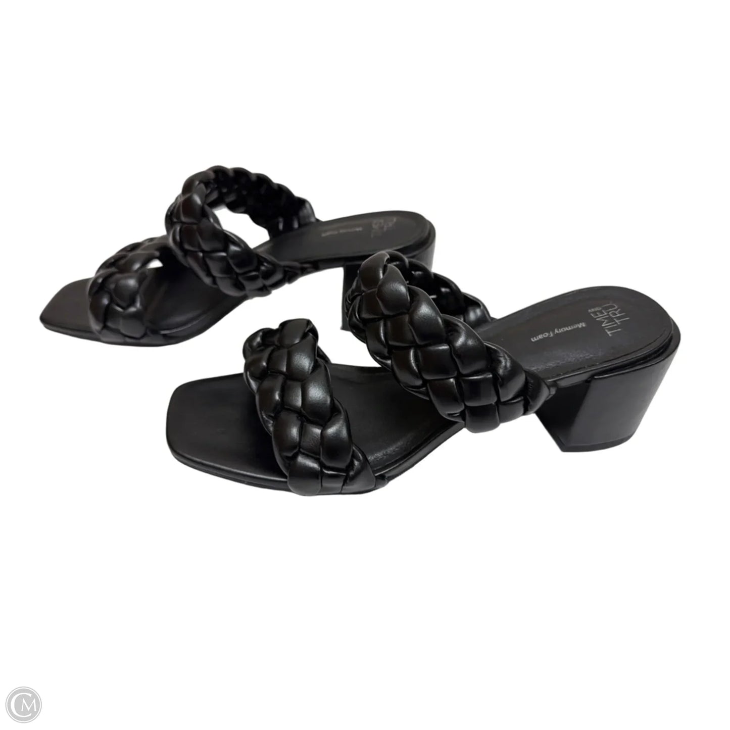Sandals Heels Block By Time And Tru In Black, Size: 8