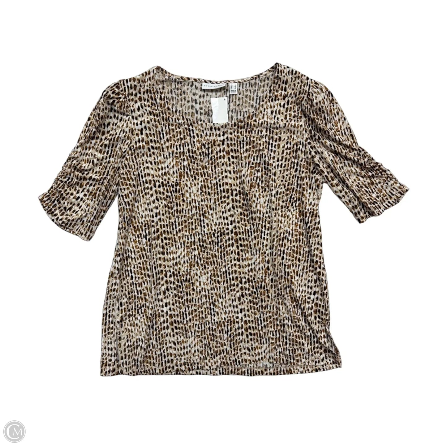 Top Short Sleeve By Susan Graver In Brown, Size: L