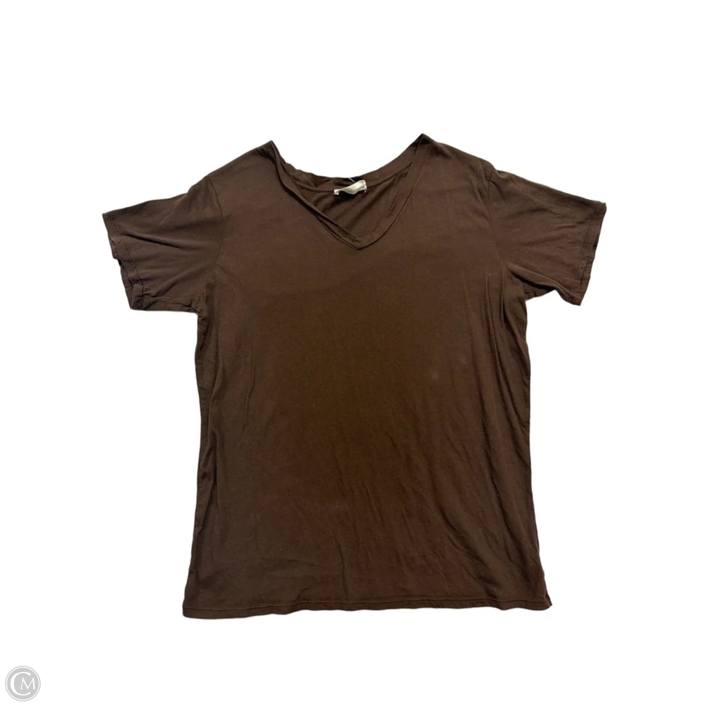 Top Short Sleeve Basic By Zenana In Brown, Size: L