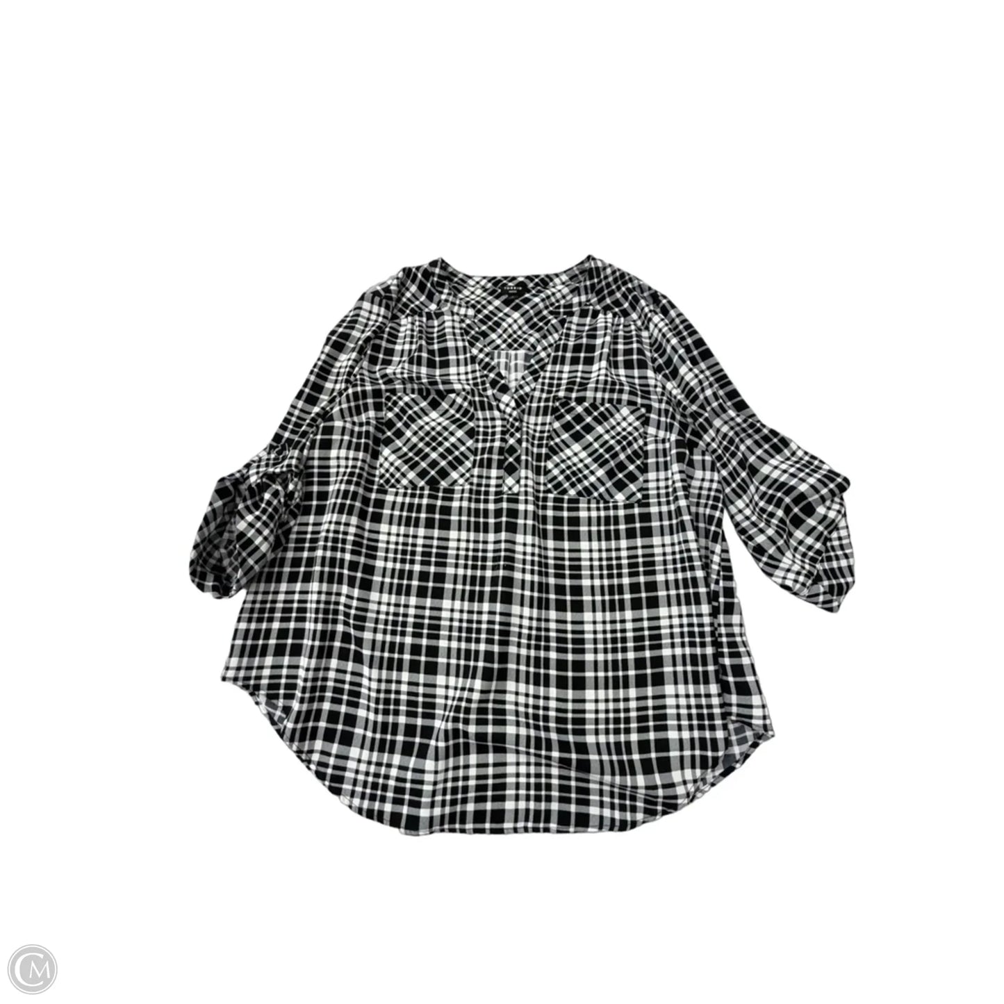Top Long Sleeve By Torrid In Black & White, Size: 2x