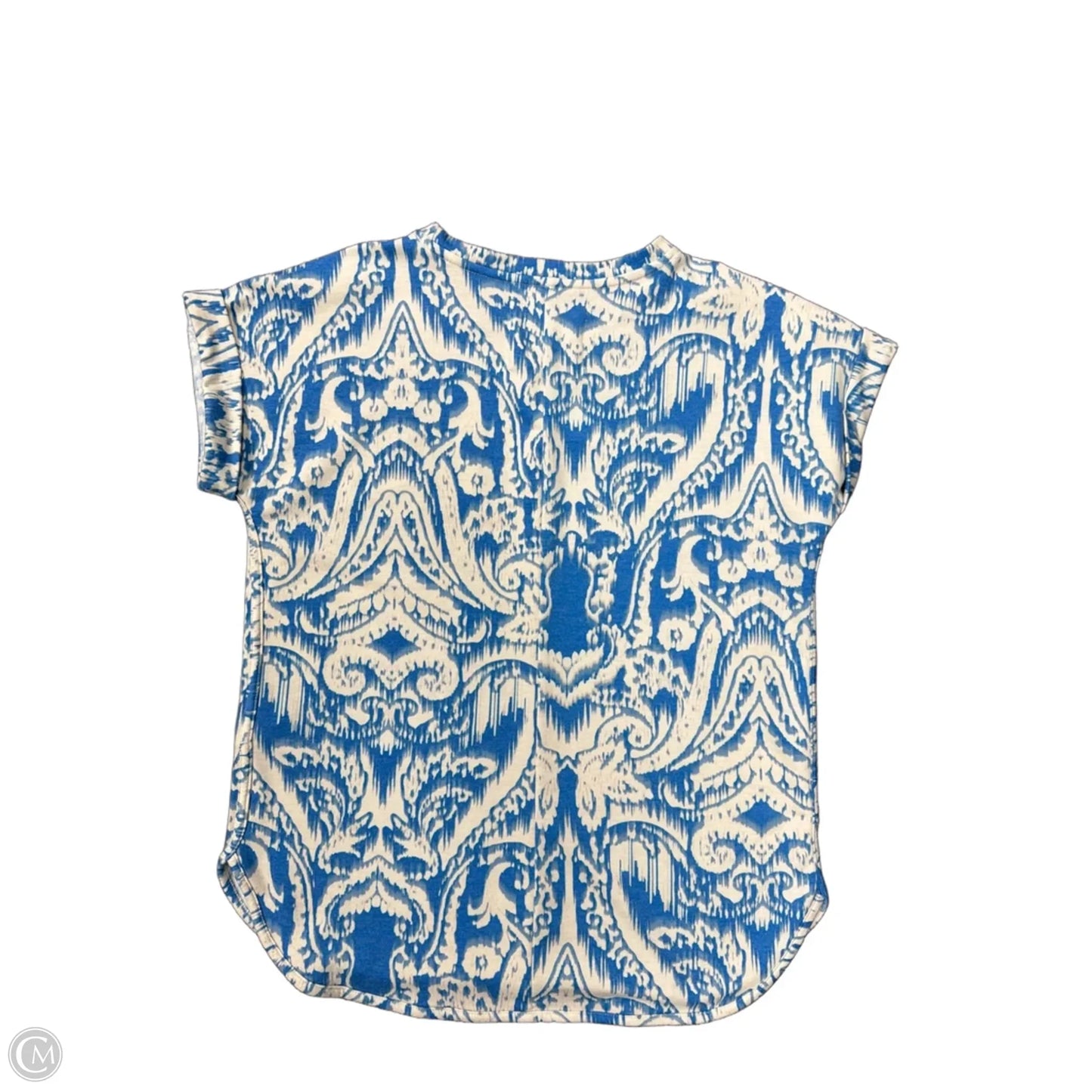 Top Long Sleeve By Liz Claiborne In Blue & White, Size: L
