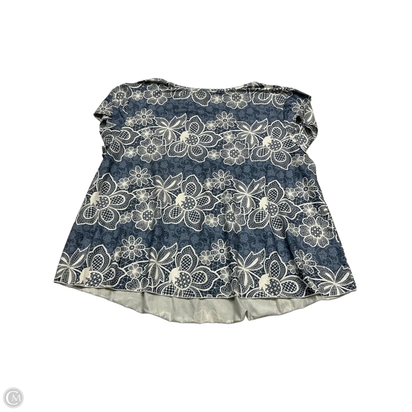 Top Short Sleeve By Cmf In Blue & White, Size: 3x