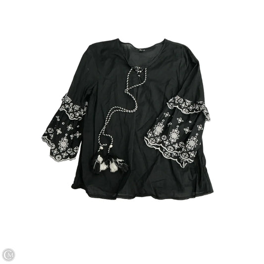 Top Long Sleeve By Ana In Black & White, Size: L