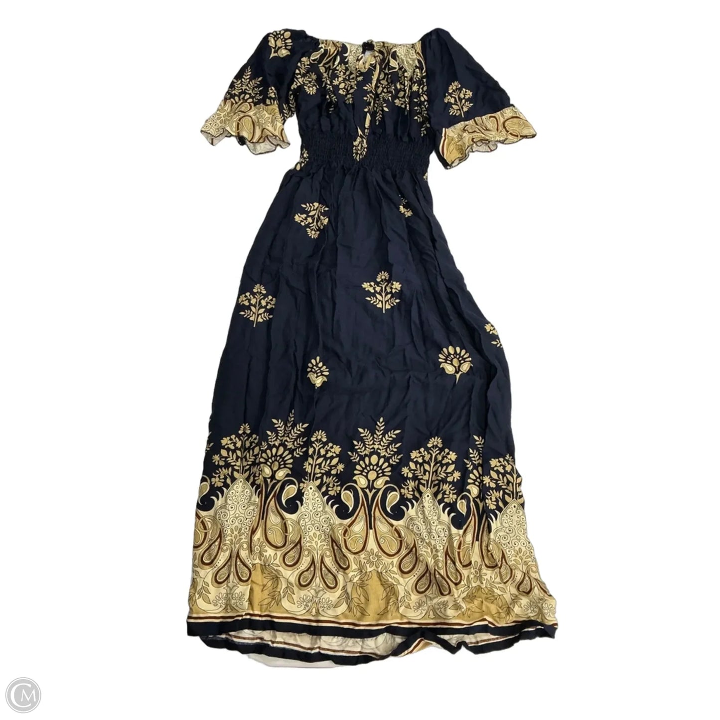Dress Casual Maxi By Clothes Mentor In Blue & Yellow, Size: L