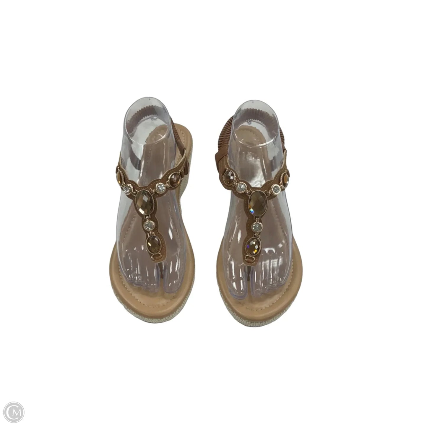 Sandals Heels Wedge By Clothes Mentor In Tan, Size: 10