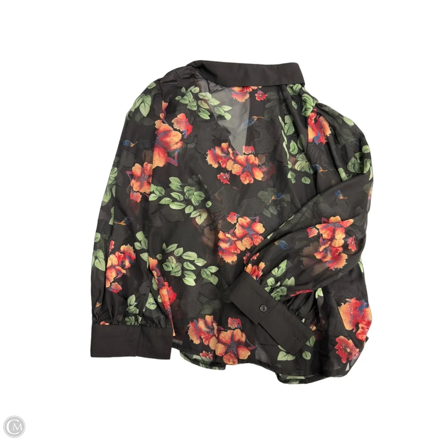 Top Long Sleeve By Shein In Floral Print, Size: 2x