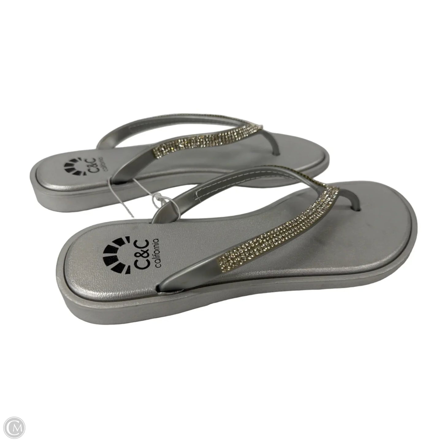 Sandals Flip Flops By C And C In Silver, Size: 10