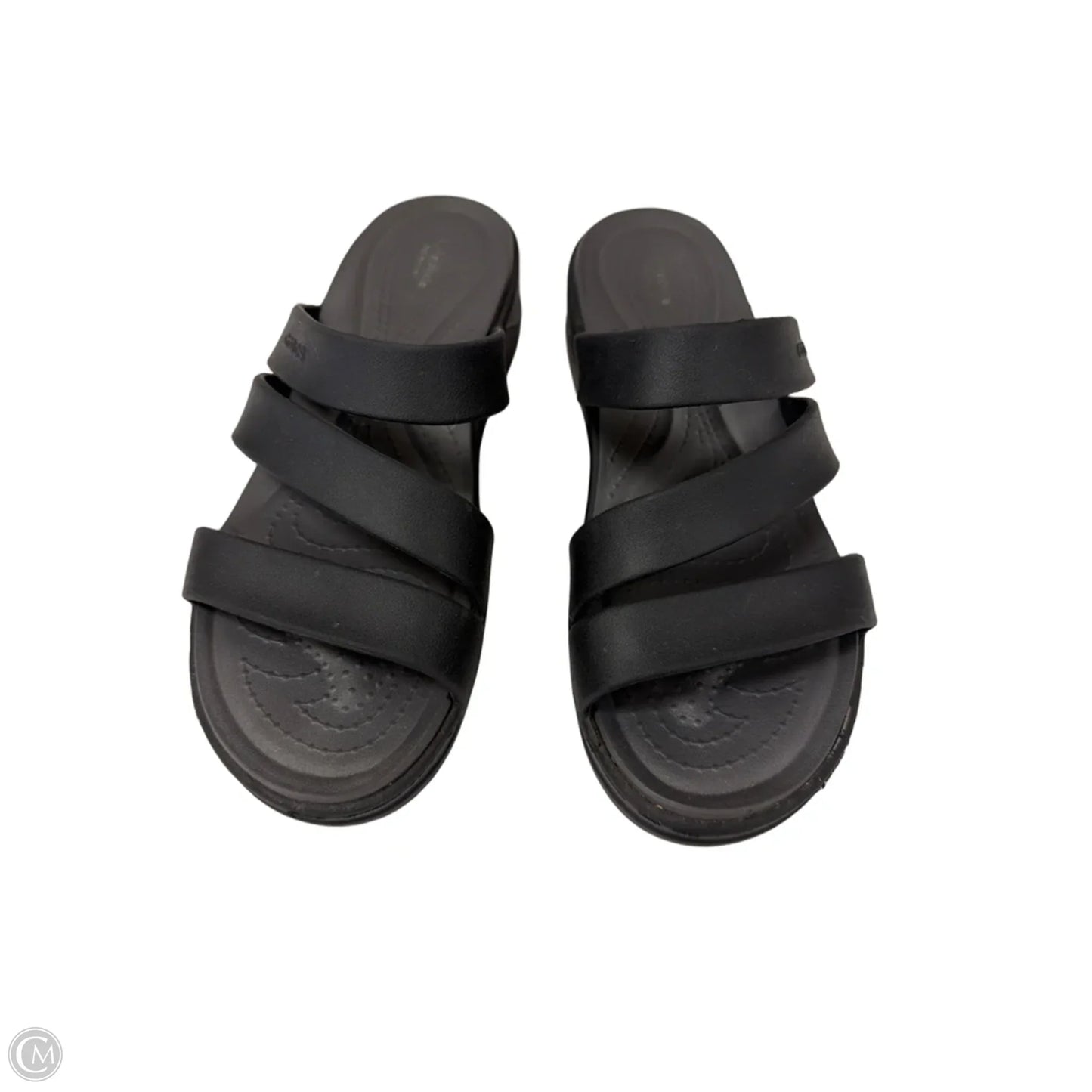 Sandals Flats By Crocs In Black, Size: 8