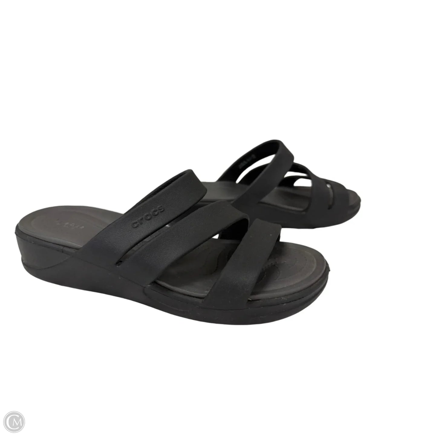 Sandals Flats By Crocs In Black, Size: 8