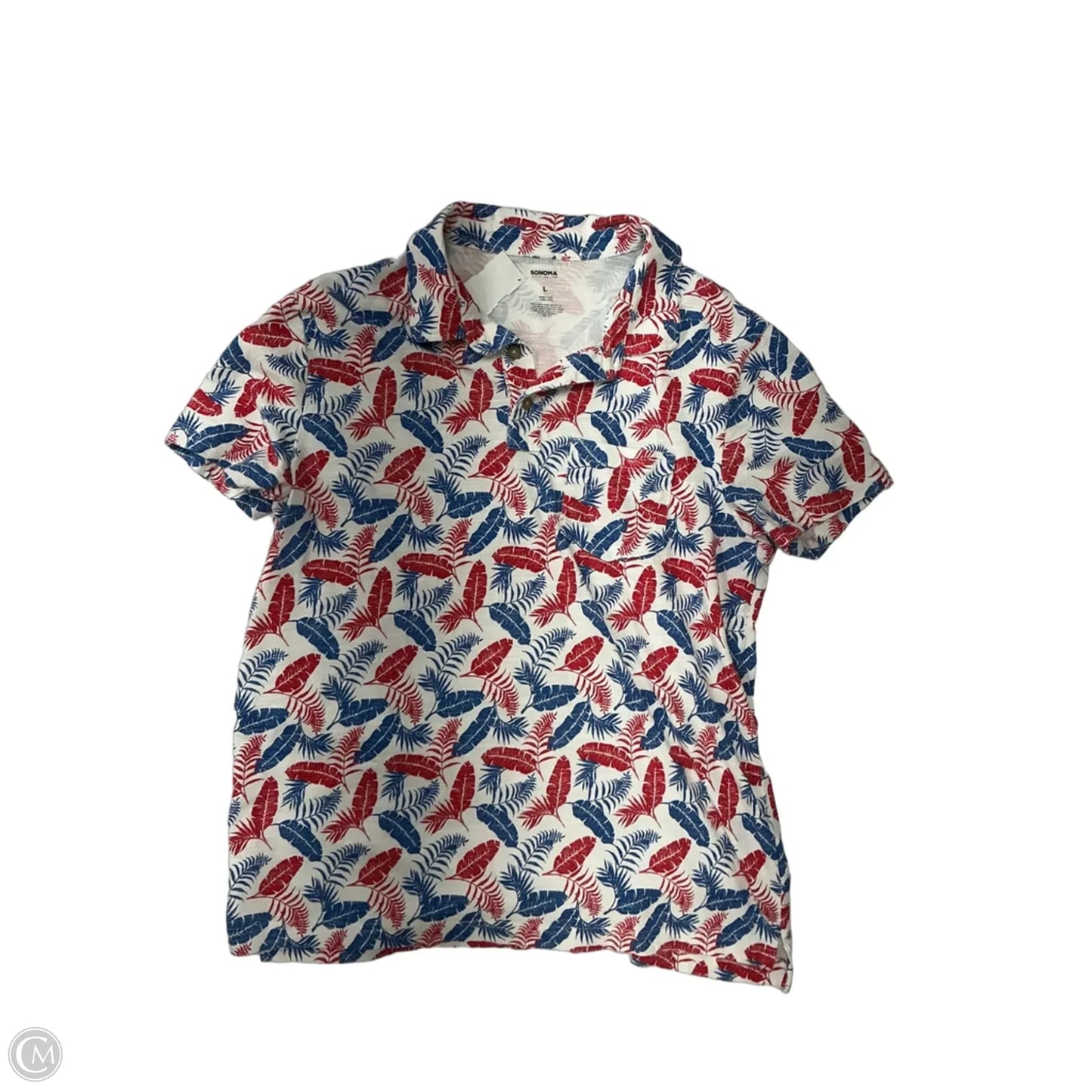 Top Short Sleeve By Sonoma In Blue & Red & White, Size: L