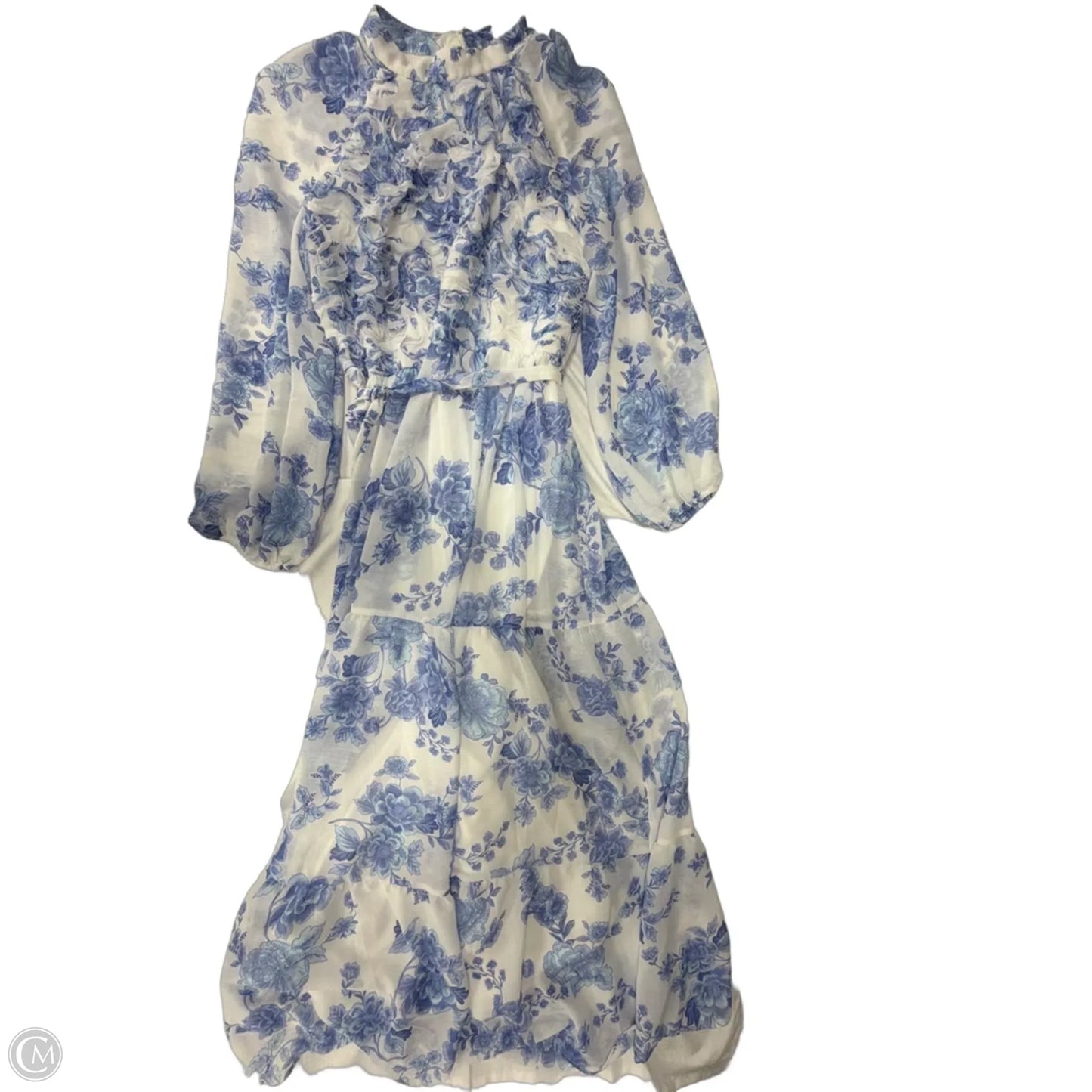 Dress Casual Maxi By Clothes Mentor In Blue & White, Size: 1x