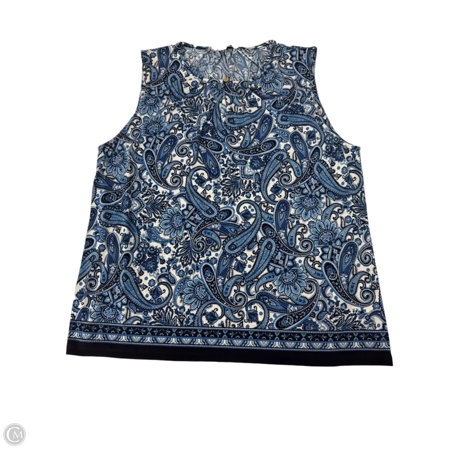 Top Sleeveless By Nine West Apparel In Blue & White, Size: L