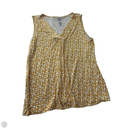 Top Sleeveless By Croft And Barrow In White & Yellow, Size: M