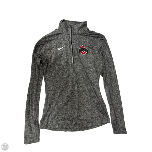 Athletic Top Long Sleeve Collar By Nike Apparel In Grey, Size: S