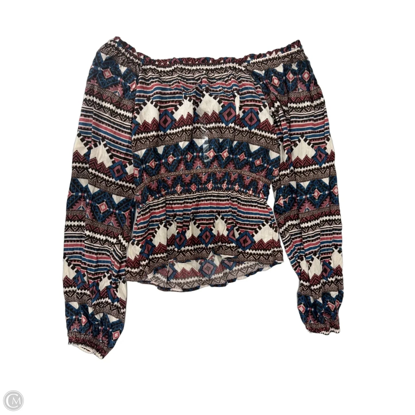 Top Long Sleeve By Clothes Mentor In Geometric Pattern, Size: M