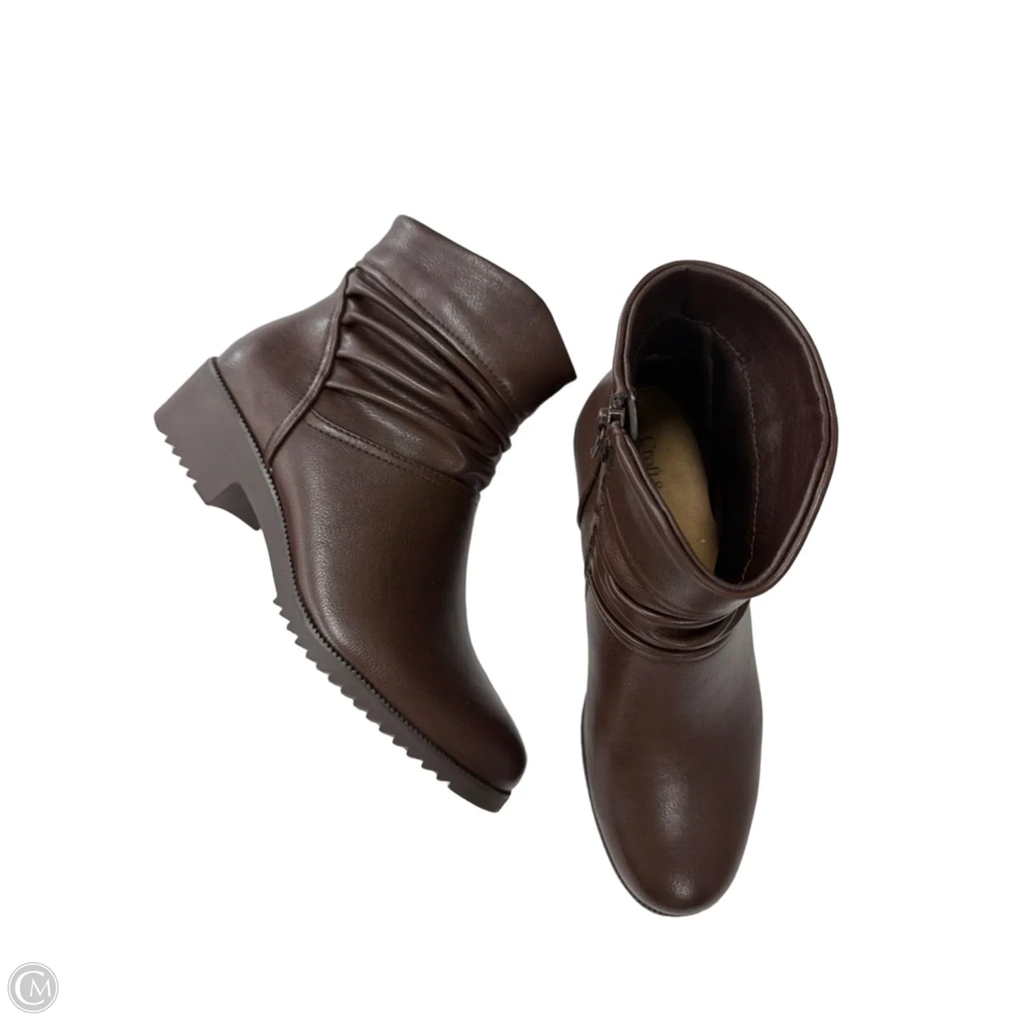 Boots Ankle Heels By Asos In Brown, Size: 7