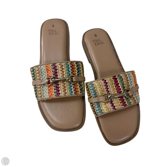 Sandals Flats By Time And Tru In Multi-colored, Size: 6
