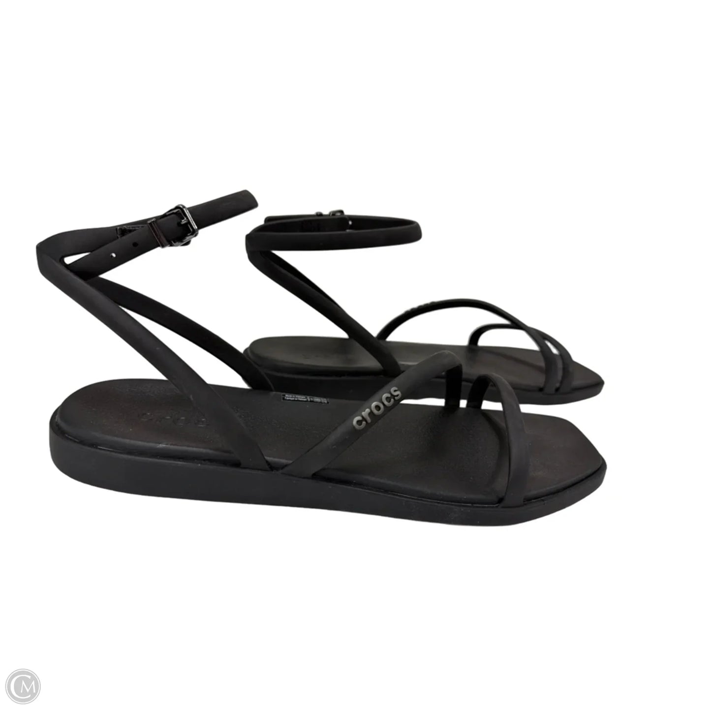 Sandals Flats By Crocs In Black, Size: 10