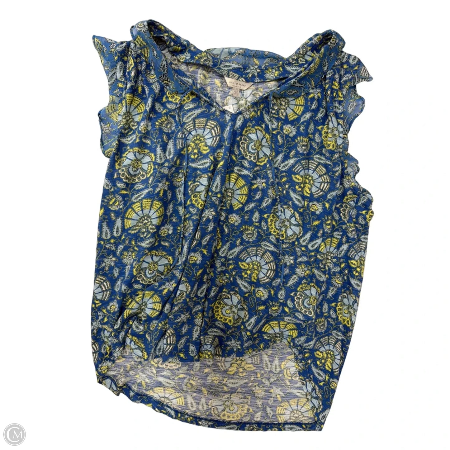 Top Sleeveless By Lucky Brand In Blue & Yellow, Size: Xl