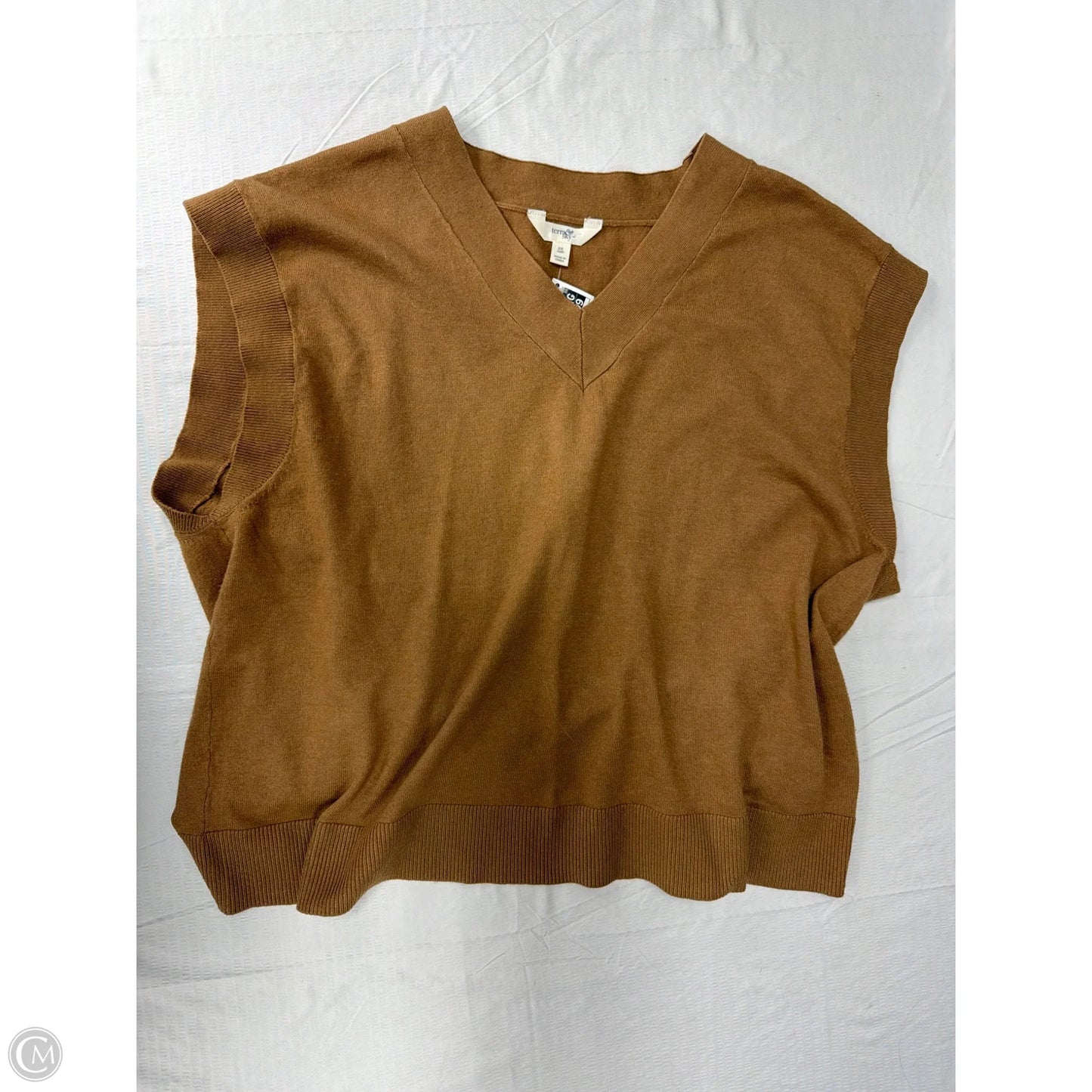 Vest Sweater By Terra & Sky In Brown, Size: Xl