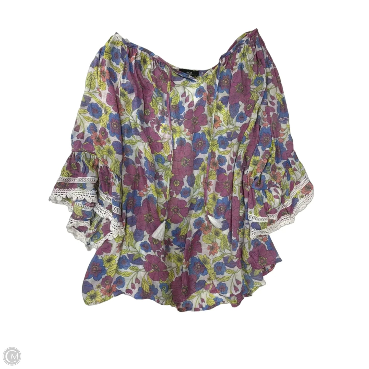 Top 3/4 Sleeve By Agb In Floral Print, Size: 3x
