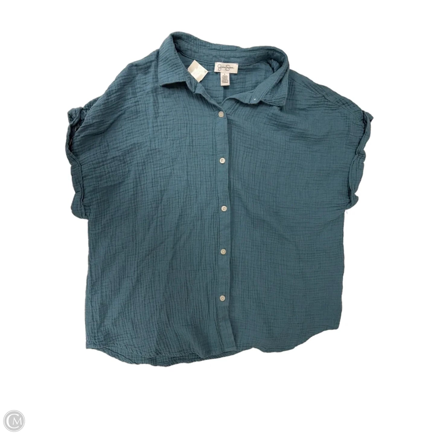 Top Short Sleeve By Jessica Simpson In Blue, Size: L