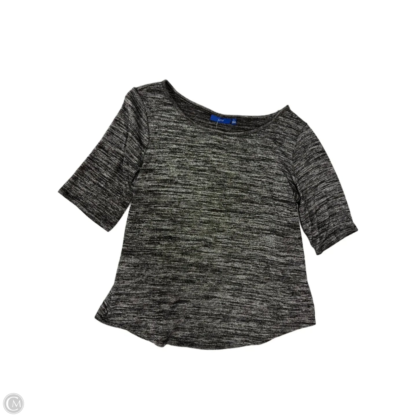 Top Short Sleeve By Apt 9 In Black & Grey, Size: L