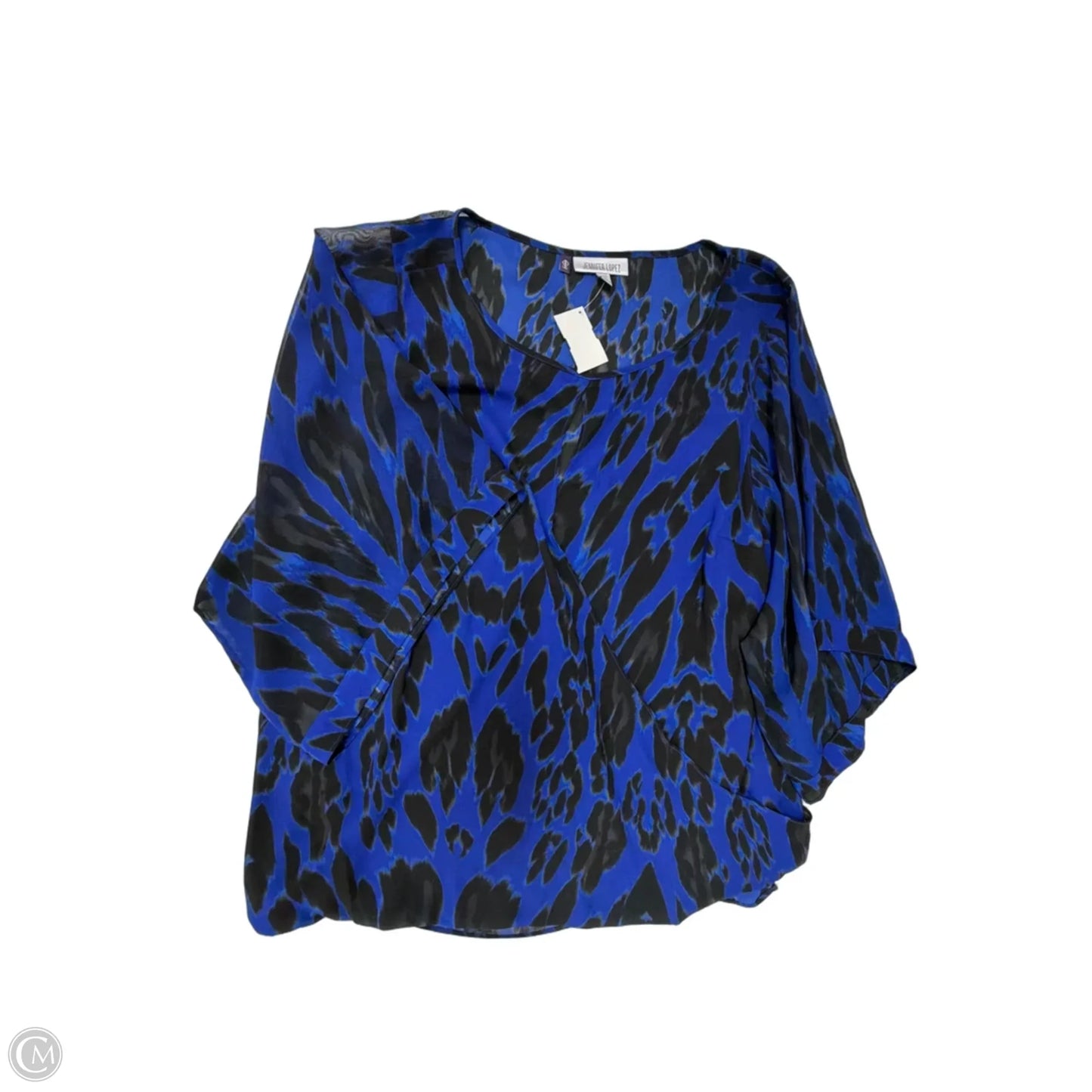 Top 3/4 Sleeve By Jennifer Lopez In Black & Blue, Size: 1x