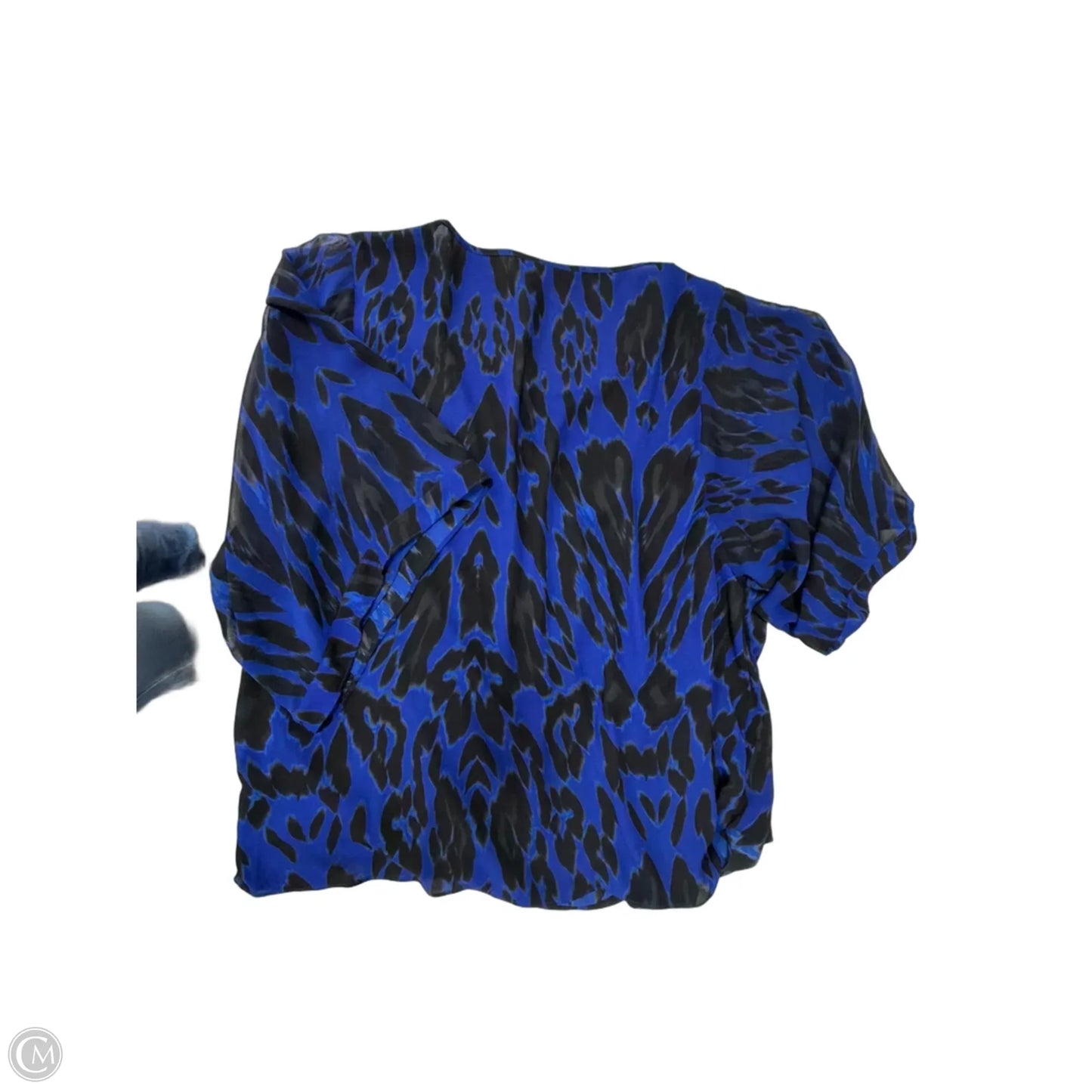 Top 3/4 Sleeve By Jennifer Lopez In Black & Blue, Size: 1x