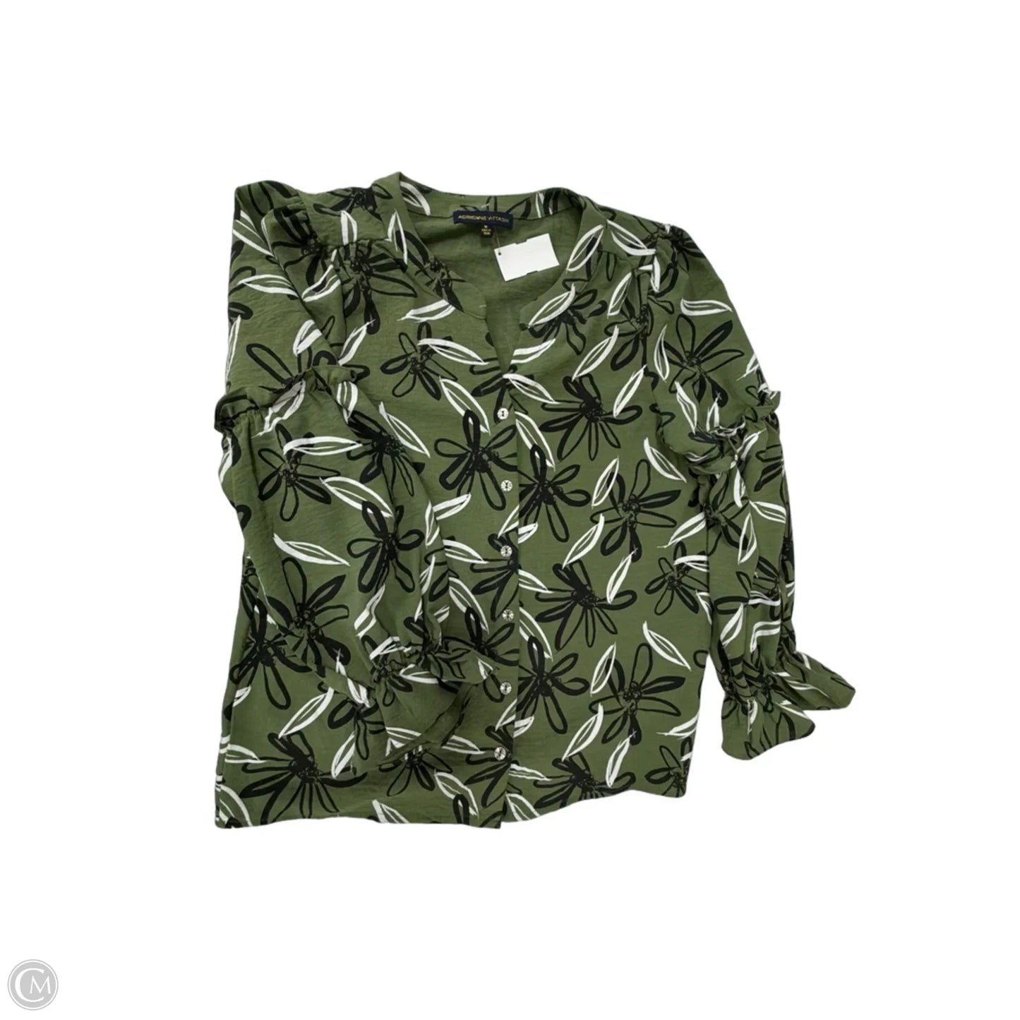 Top Long Sleeve By Adrienne Vittadini In Green, Size: M