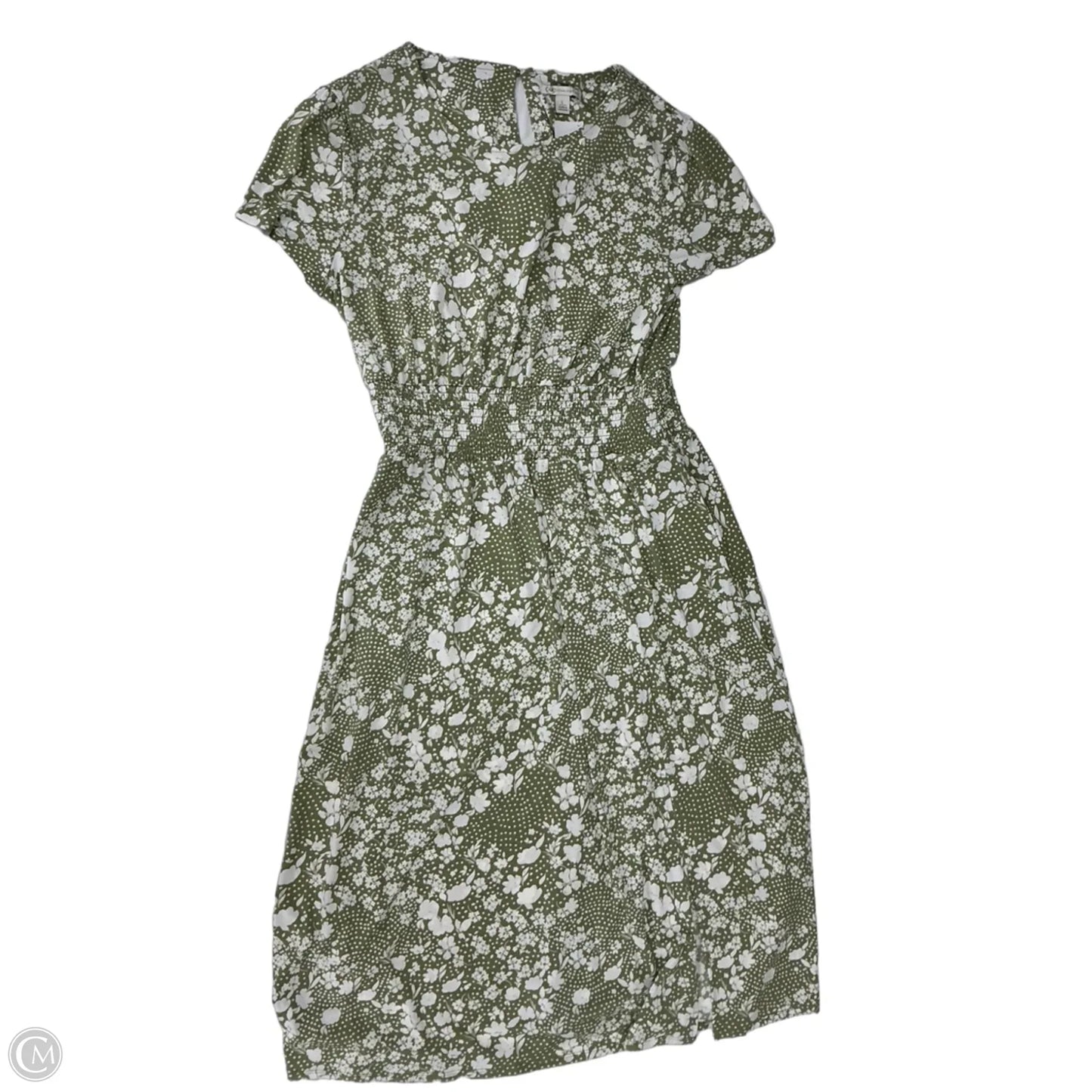Dress Casual Midi By Cato In Green & White, Size: L