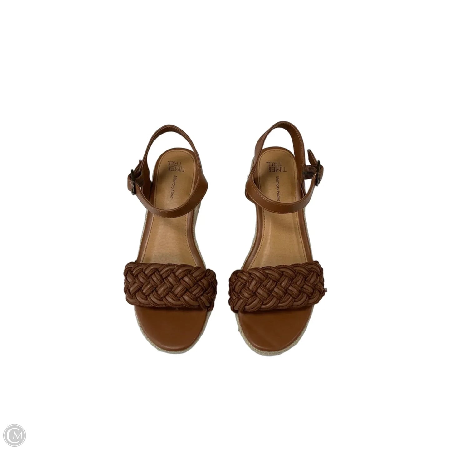 Sandals Heels Wedge By Time And Tru In Brown, Size: 7