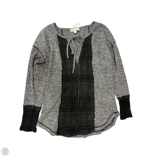 Top Long Sleeve By Suzanne Betro In Black & Grey, Size: S