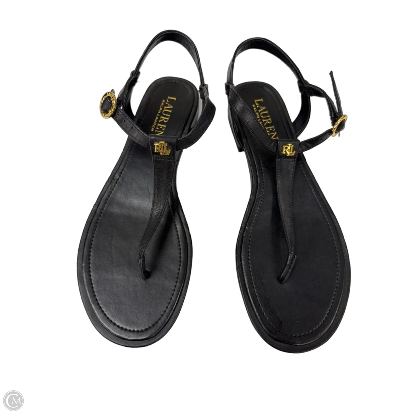 Sandals Flats By Lauren By Ralph Lauren In Black, Size: 7.5