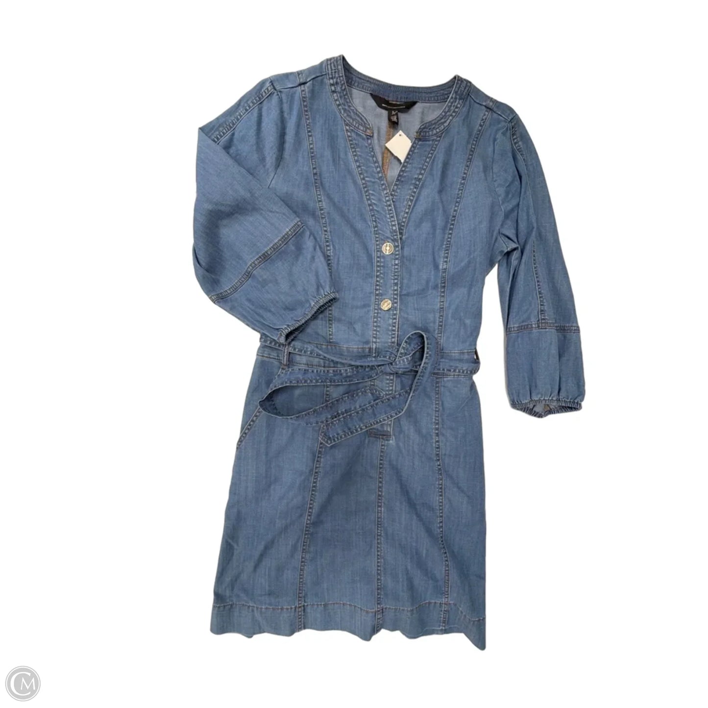 Dress Casual Midi By White House Black Market In Blue Denim, Size: M