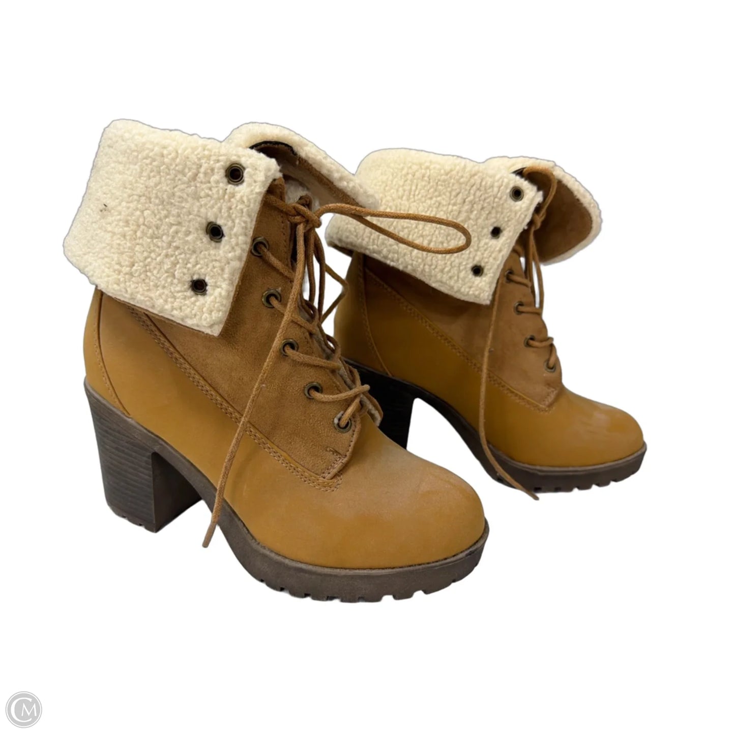 Boots Ankle Heels By Clothes Mentor In Tan, Size: 6