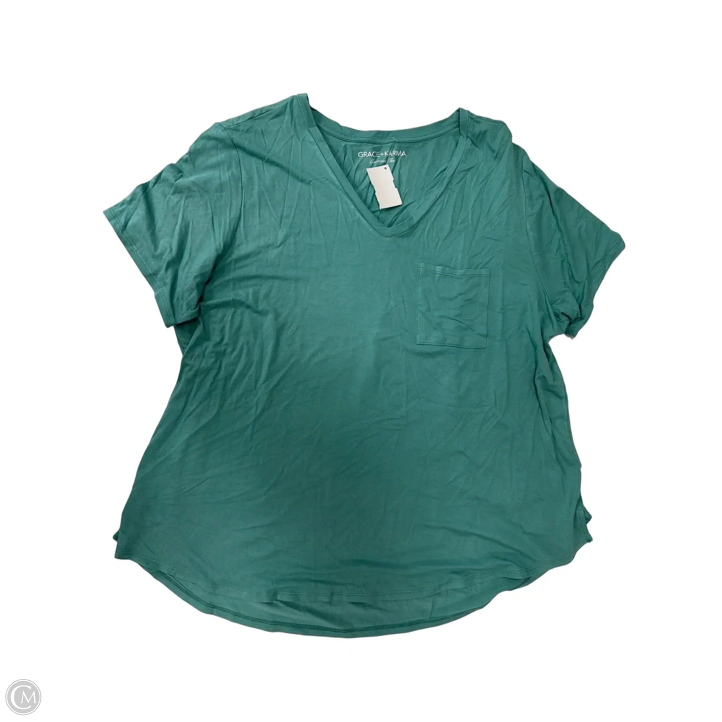 Top Short Sleeve By Grace + Karma In Green, Size: 1x