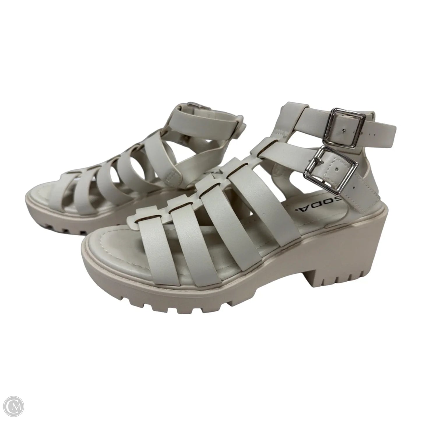 Sandals Heels Block By Soda In Beige, Size: 8